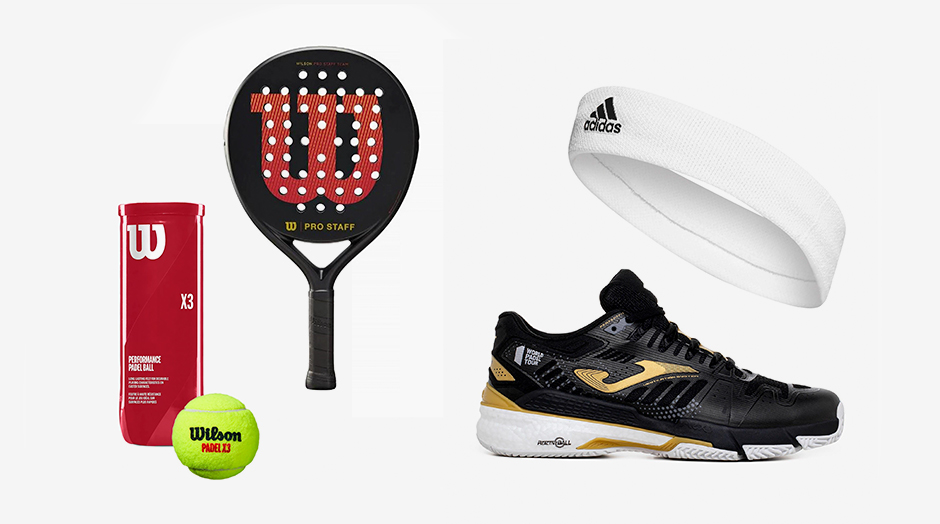 acessrios de padel em fundo branco