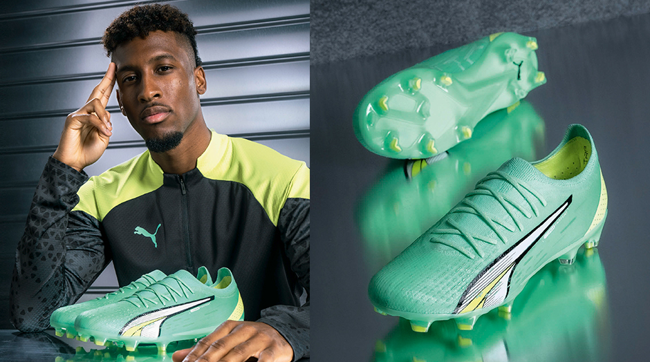 coman com chuteiras puma ultra verdes