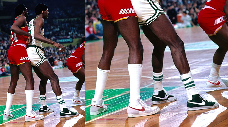 basketball players with the nike blazer mid in the 70's dry