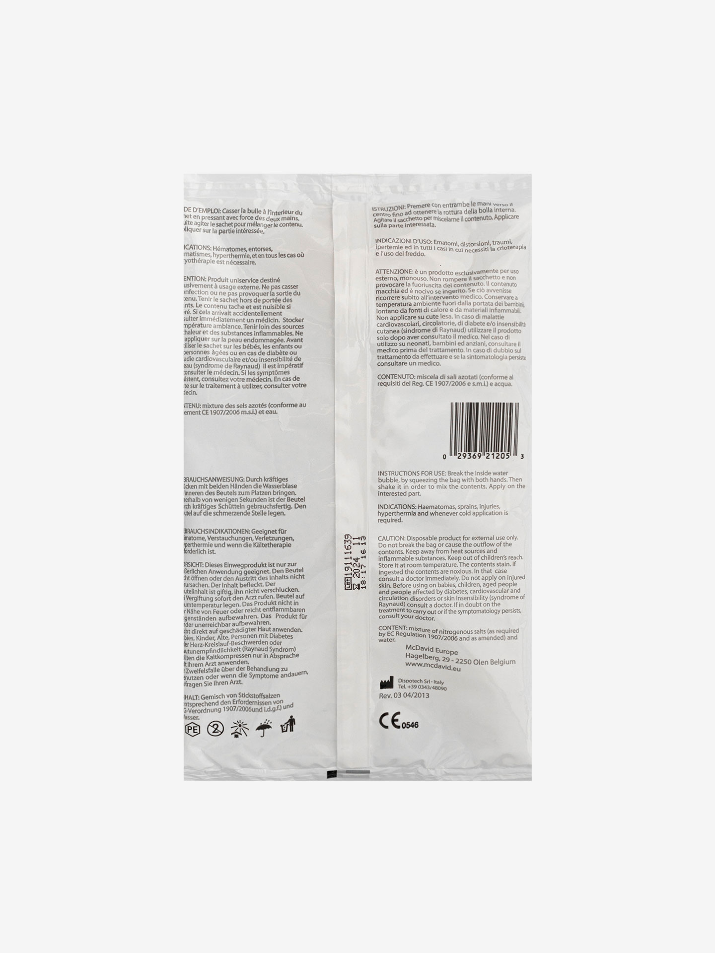 Saco de Gel McDavid Instant Cold Pack