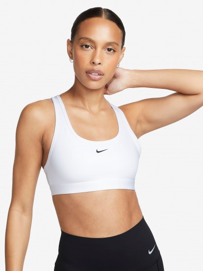 Nike Swoosh Light Support White Sports Bra