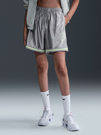 Nike Sportswear Loose Mid-Rise Graphic Silver and Green Shorts For Women