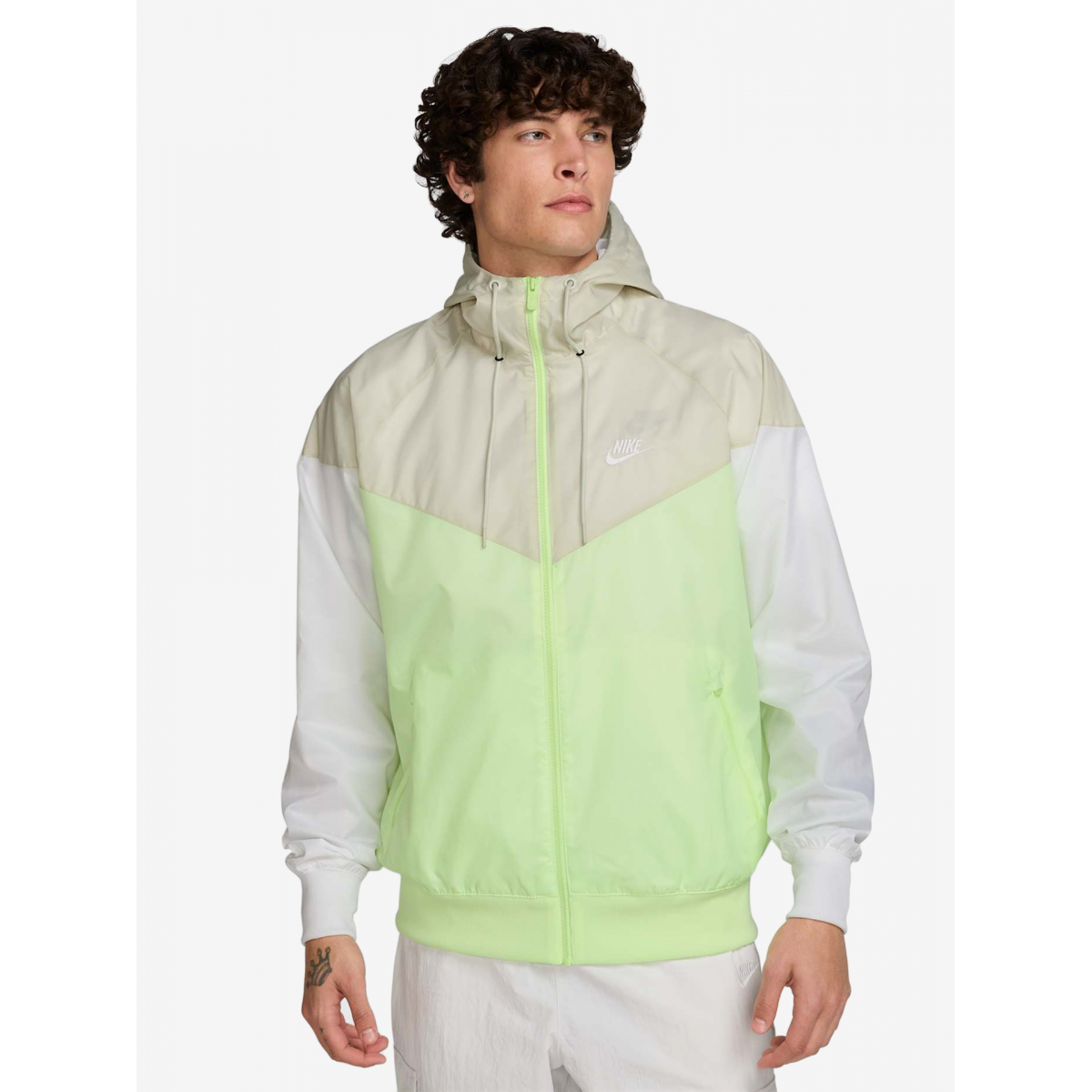 Nike Heritage Sportswear Windrunner Green and Grey Hooded Windbreaker