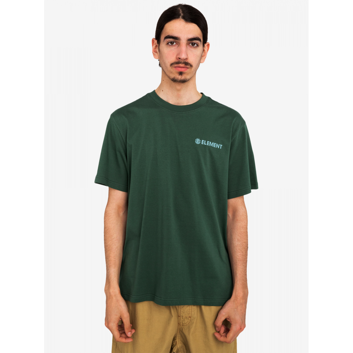 ELEMENT T-Shirt Uomo Blu – Cotone Biologico, Vestibilità Regular, Stampa Frontale