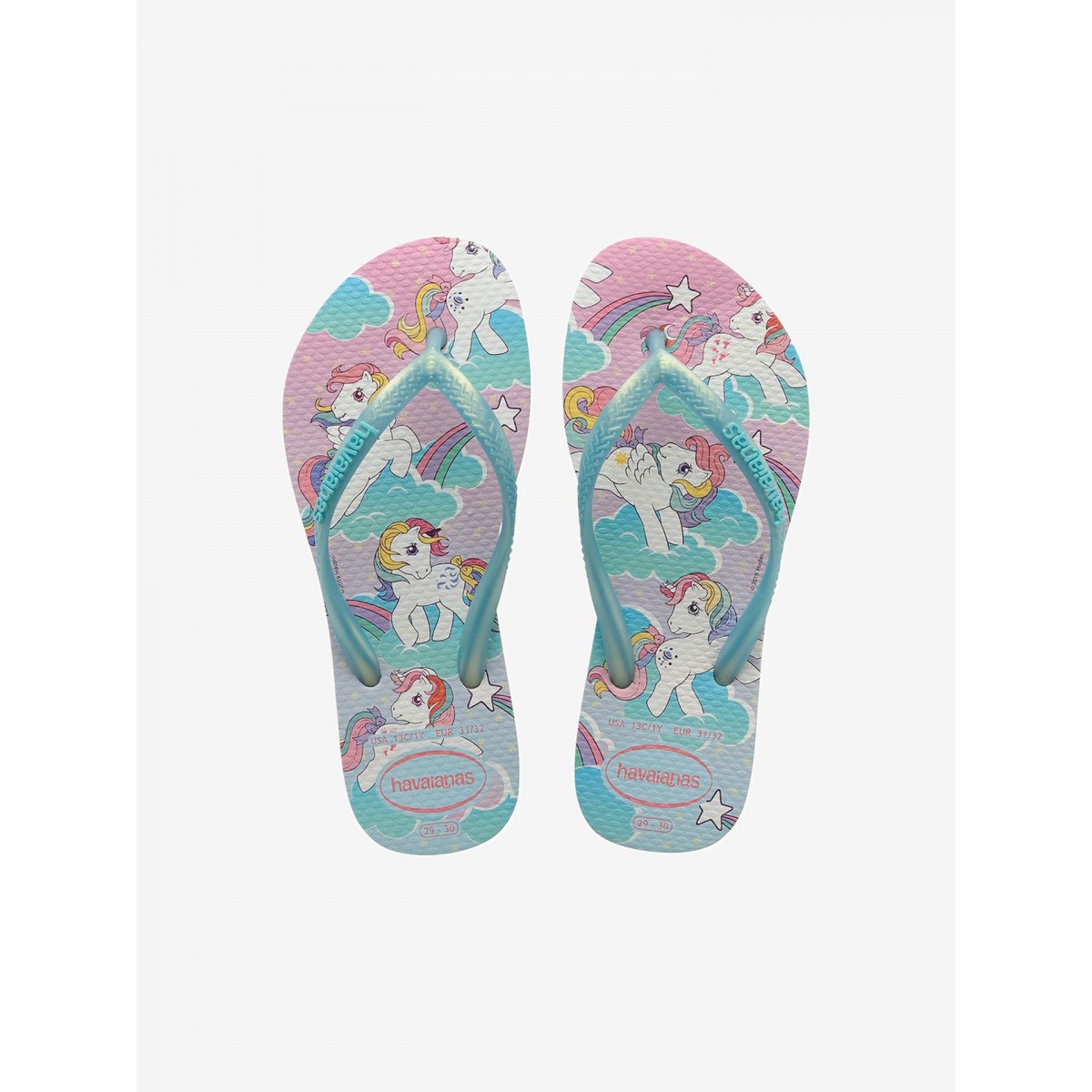 Toddler Girls MY LITTLE PONY FLIP FLOPS Aqua BEADED LOOK w/Ankle Strap S 5-6 