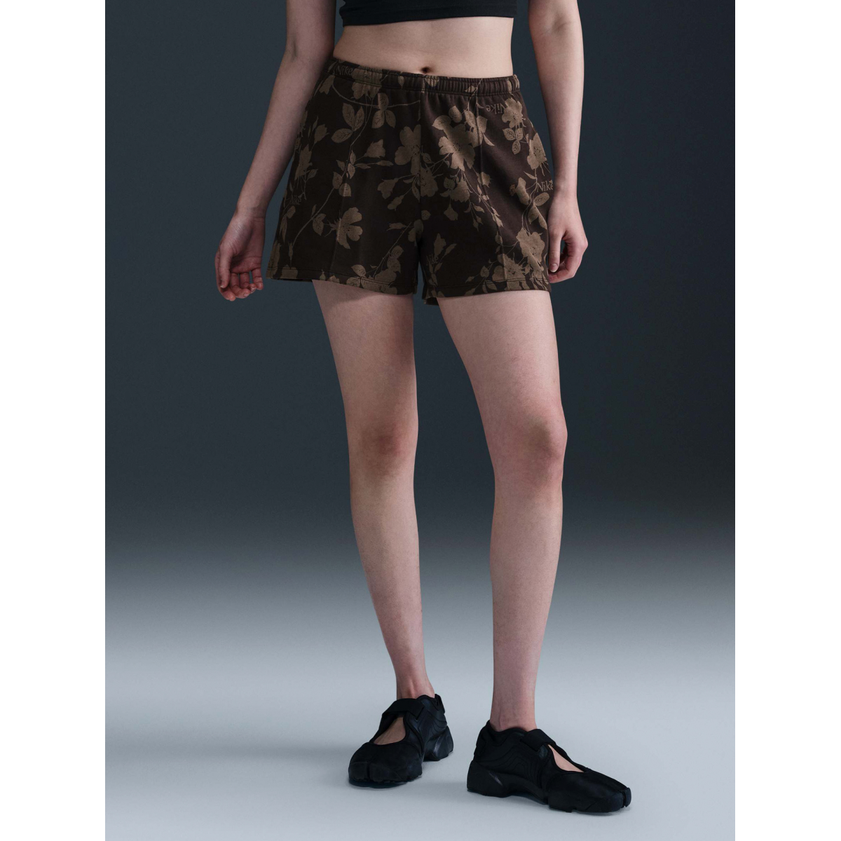 Nike Sportswear Chill Terry MidRise Brown Printed Shorts For Women — free download