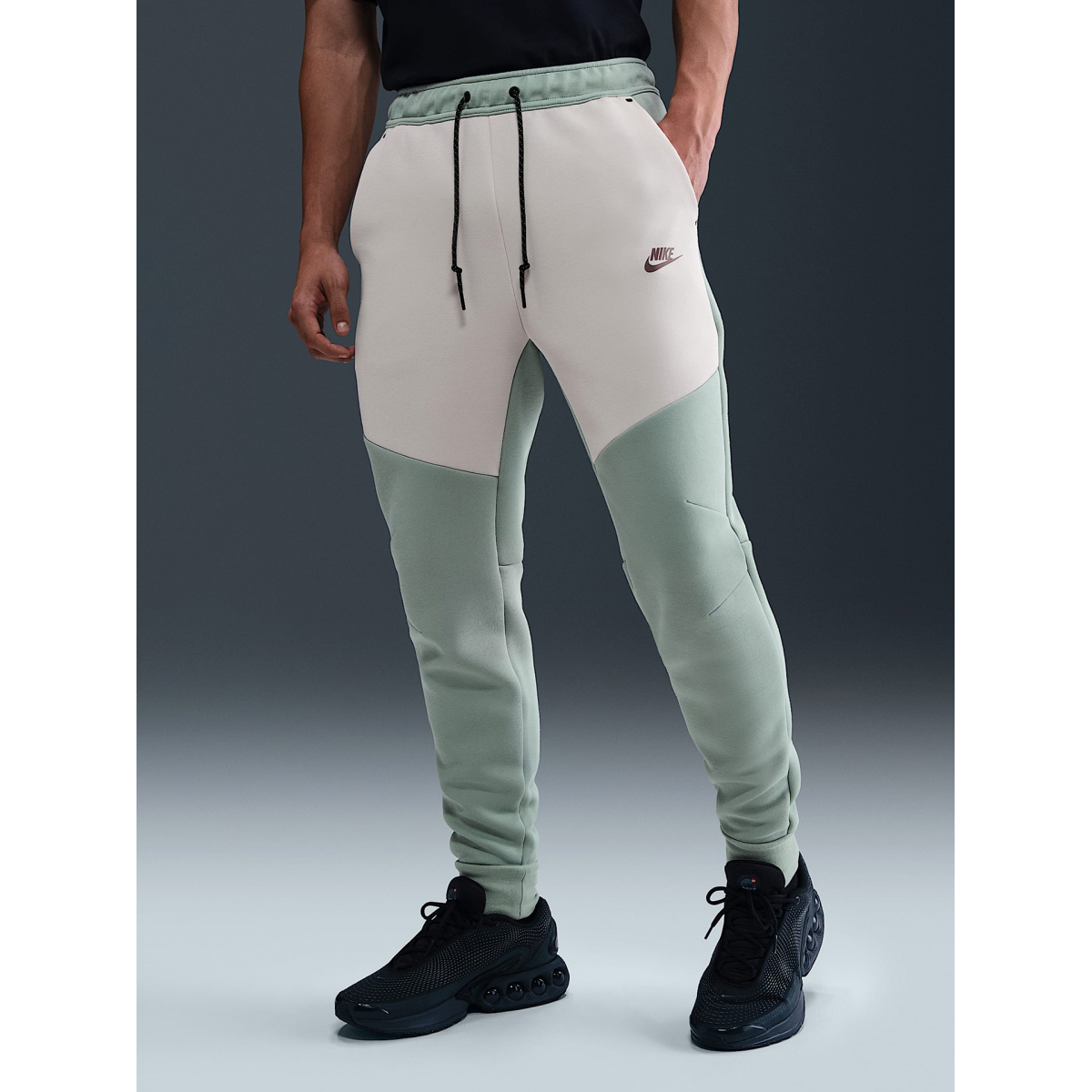 nike tech fleece green and grey